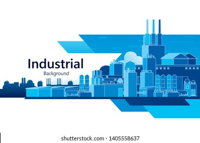 The industrial plant and manufacture building background. Vector illustration of abstract industry landscape