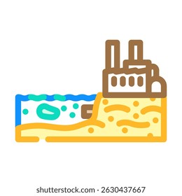 planta industrial perto do lago poluído poluição química ícone de cor vetor. planta industrial perto do lago poluído sinal de poluição química. símbolo isolado ilustração