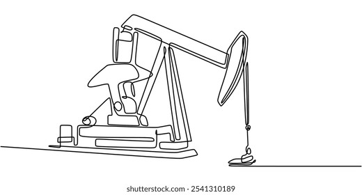 Industrial Plant Refinery. Continuous One Line Drawing Representing Industrial Energy and Production Concepts.