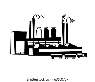 Industrial Plant - Retro Clipart Illustration