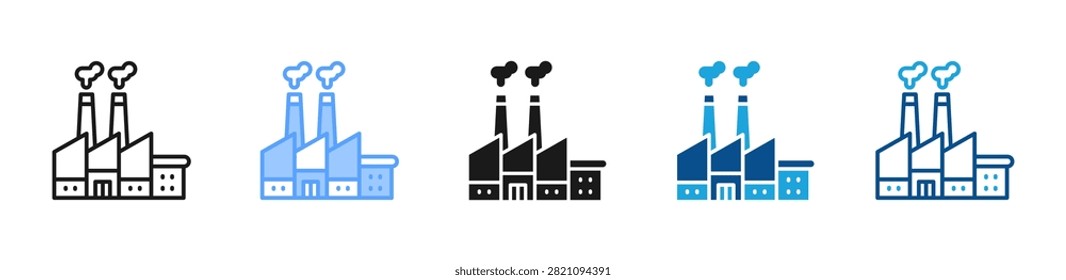 Industrial Plant web icon with multiple style collection