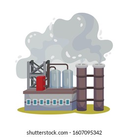 Industrial Plants Dangerous for the Environment Vector Illustration