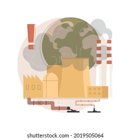 Industrial pollution abstract concept vector illustration. Polluting industry, environmental degradation from factory, land contamination, hazardous waste, chemical pollution abstract metaphor.