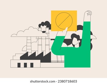 Ilustración vectorial de concepto abstracto de contaminación industrial. Industria contaminante, degradación ambiental de las fábricas, contaminación del suelo, desechos peligrosos, metáfora abstracta de contaminación química.