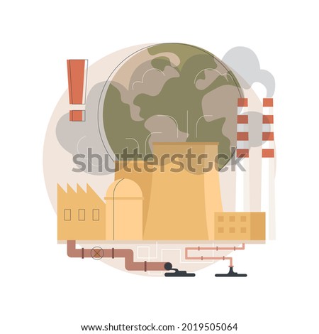 Industrial pollution abstract concept vector illustration. Polluting industry, environmental degradation from factory, land contamination, hazardous waste, chemical pollution abstract metaphor.