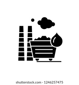 Industrial pollution black icon, vector sign on isolated background. Industrial pollution concept symbol, illustration 