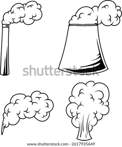Industrial Pollution Chimneys and Smoke Stacks Emitting Fumes