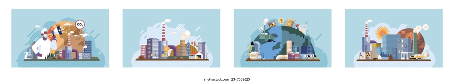 Industrial pollution. Dirty waste. Environmental pollution. Vector illustration. Environmental pollution is price we pay for unchecked industrial growth Dirty waste is issue that needs to be tackled