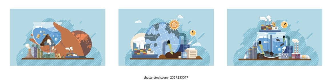 Industrial pollution. Dirty waste. Environmental pollution. Vector illustration. Environmental pollution needs to be addressed immediately Dirty waste is often dumped without proper treatment