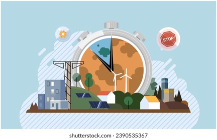 Industrial pollution. Dirty waste. Environmental pollution. Vector illustration. Environmental pollution has reached alarming levels Dirty waste management needs urgent reform The contamination air