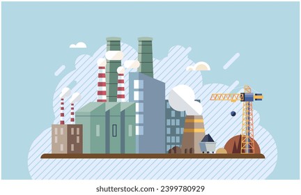 Industrial pollution. Dirty waste. Environmental pollution. Vector illustration. Dirty waste disposal methods are putting ecosystems at risk Air, water, and soil pollution are directly linked