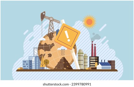 Industrial pollution. Dirty waste. Environmental pollution. Vector illustration. Trash emission is overlooked aspect environmental degradation Environmental pollution is price we pay for unchecked