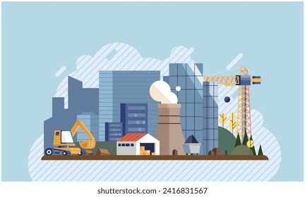 Industrial pollution. Dirty waste. Environmental pollution. Vector illustration. Industrial pollution requires international cooperation to address Dirty water is becoming common problem worldwide