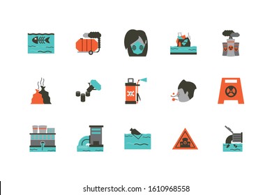 Industrial and pollution icon set design, environment dirty danger industry plant chemical and toxic theme Vector illustration