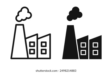 Industrial pollution iconicon vector collection in outlined and solid style