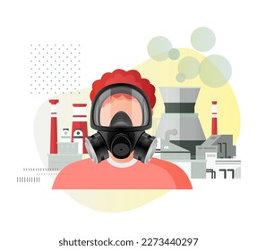 Industrial Pollution and Impact on Employee Health- Illustration as EPS 10 File