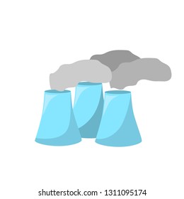 Industrial power plant. Factory building icon. Flat vector symbol isolated on white background.