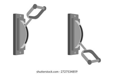 Interruptor de energía industrial con mango, Ilustración vectorial de vista lateral aislada sobre fondo blanco