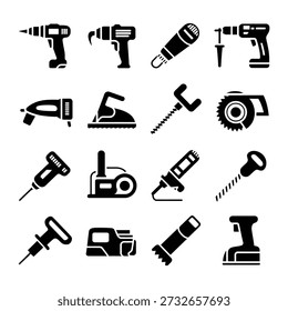 Industrial Herramientas eléctricas Hardware y Profesional Construcción Iconos