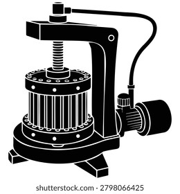 Industrial press machine; juice extraction; traditional equipment.