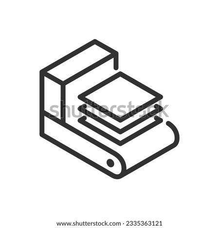 Industrial printing, linear icon. Sheets on conveyor. Line with editable stroke