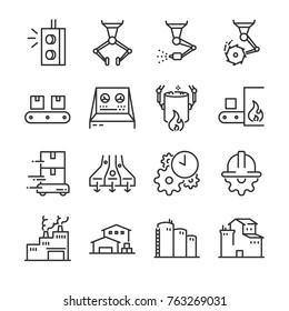 Industrial process icon set. Included the icons as factory, industry, process, production, machine, engineering and more.