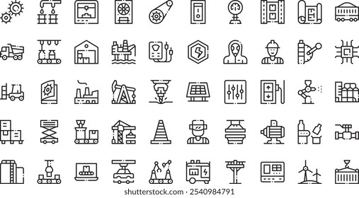 Industrial process icons . High-Quality Vector Icons Collection with Editable Stroke. Ideal for Professional and Creative Projects.