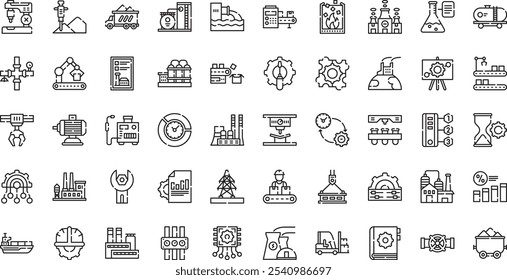 Industrial process icons High-Quality Vector Icons Collection with Editable Stroke. Ideal for Professional and Creative Projects.