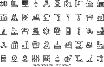 Industrial process icons High-Quality Vector Icons Collection with Editable Stroke. Ideal for Professional and Creative Projects.