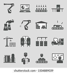 Industrial Process Icons. Sticker Design. Vector Illustration.