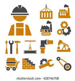 industrial processes icon set