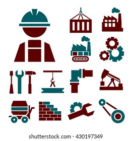 industrial processes icon set