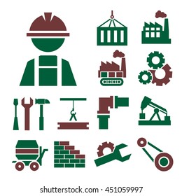 industrial processes icon set