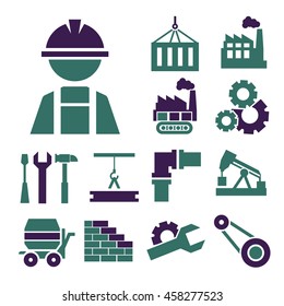 industrial processes icon set