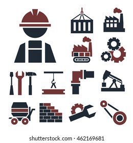 industrial processes icon set