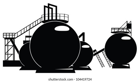 Industrial processing of a storage tank. Vector illustration.
