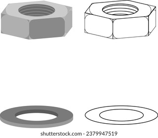 Industrial product set of screws and washers bolts