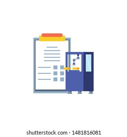 industrial production machine with checklist