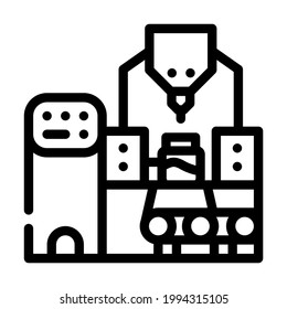 industrial production peanut butter conveyor line icon vector. industrial production peanut butter conveyor sign. isolated contour symbol black illustration