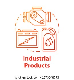 Industrial products concept icon. Production and maintenance of machinery. Maintenance workshop. Manufactured goods idea thin line illustration. Vector isolated outline drawing