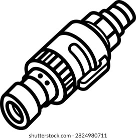 Industrial Propellant Quick Disconnect Coupling Valve, Metal Aerospace Fuel Connector Illustration, Technical Mechanical Hardware Component