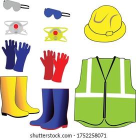 Industrial protective equipment collection vector