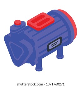 Icono de bomba industrial. Isometric, icono vectorial de bomba industrial para diseño web aislado en fondo blanco