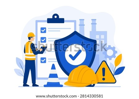 Industrial Quality Control Factory Inspection and Workplace Risk Prevention Vector Illustration