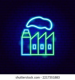 Industrial Recycling Factory Neon Sign. Vector Illustration of Nature Safe Symbol.
