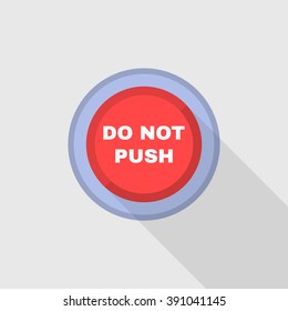 Industrial Red Button. Do Not Press. Flat Design. Vector Illustration