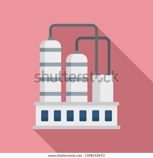 Industrial refinery\
factory icon. Flat illustration of industrial refinery factory\
vector icon for web\
design