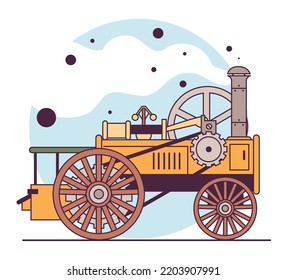 Industrial Revolution History, Transition To New Manufacturing Processes. The Steam Engine Development, Radical Improvements Of Manufacturing Efficiency. Flat Vector Illustration