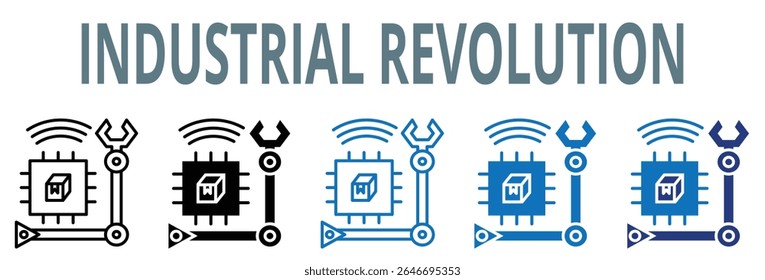 industrial revolution, icon, vector, illustration, global, manufacturing, industrial, revolution, improvement, transformation, technological