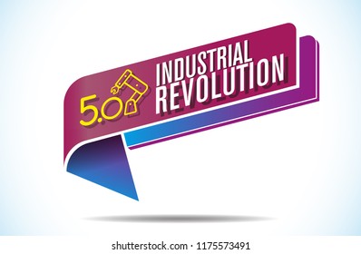 Industrial revolution label and industry 5 vector icon